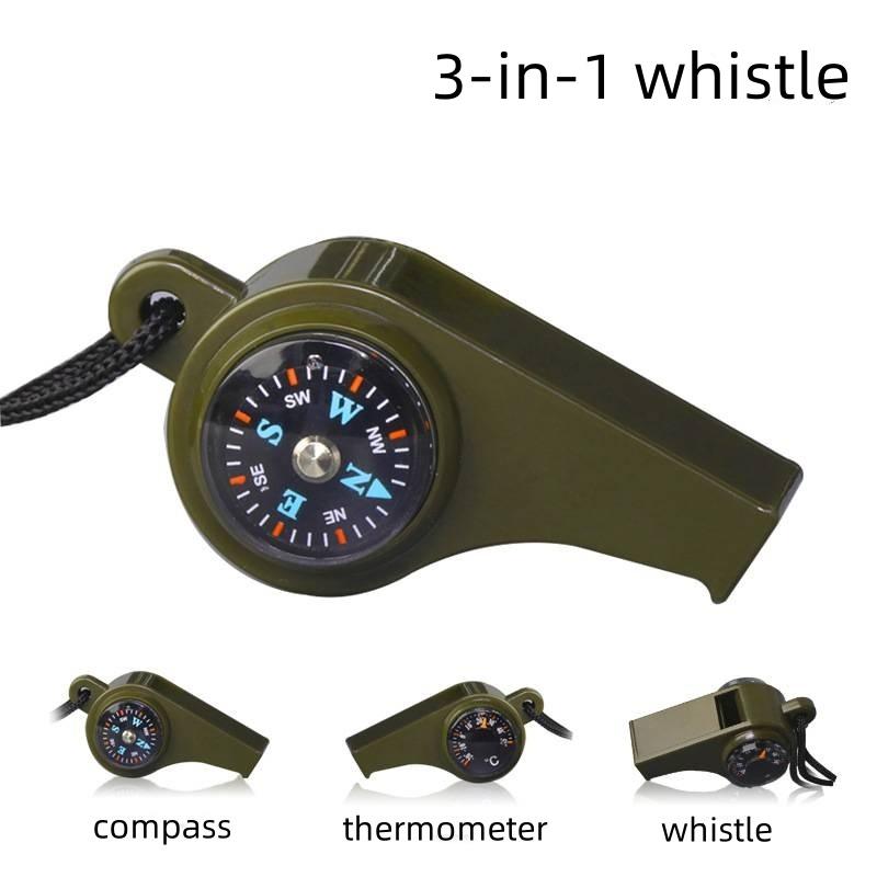 Emergency Survival Whistle Outdoor Multifunctional Whistle with Compass Thermometer Referee Whistle Camping Hiking Tools