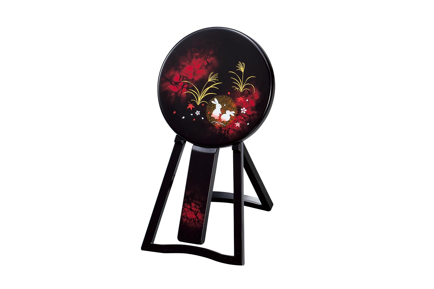 

Nakatani Brothers Yamanaka Lacquer Stand-Mounted Mirror, Bessho, Fortune Rabbit Design, 37-0804