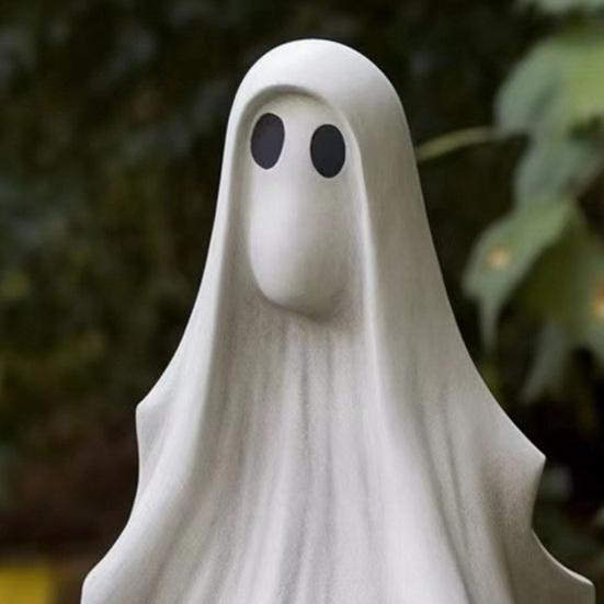 Spooky Ghost Garden Sculpture Halloween Adorable White Ghost Create Atmosphere Fun Decorative