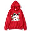 Men's hooded sweatshirt with Bubu and Dudu cartoon print, a fashionable and casual hip-hop style top for autumn and winter Harajuku fashion.