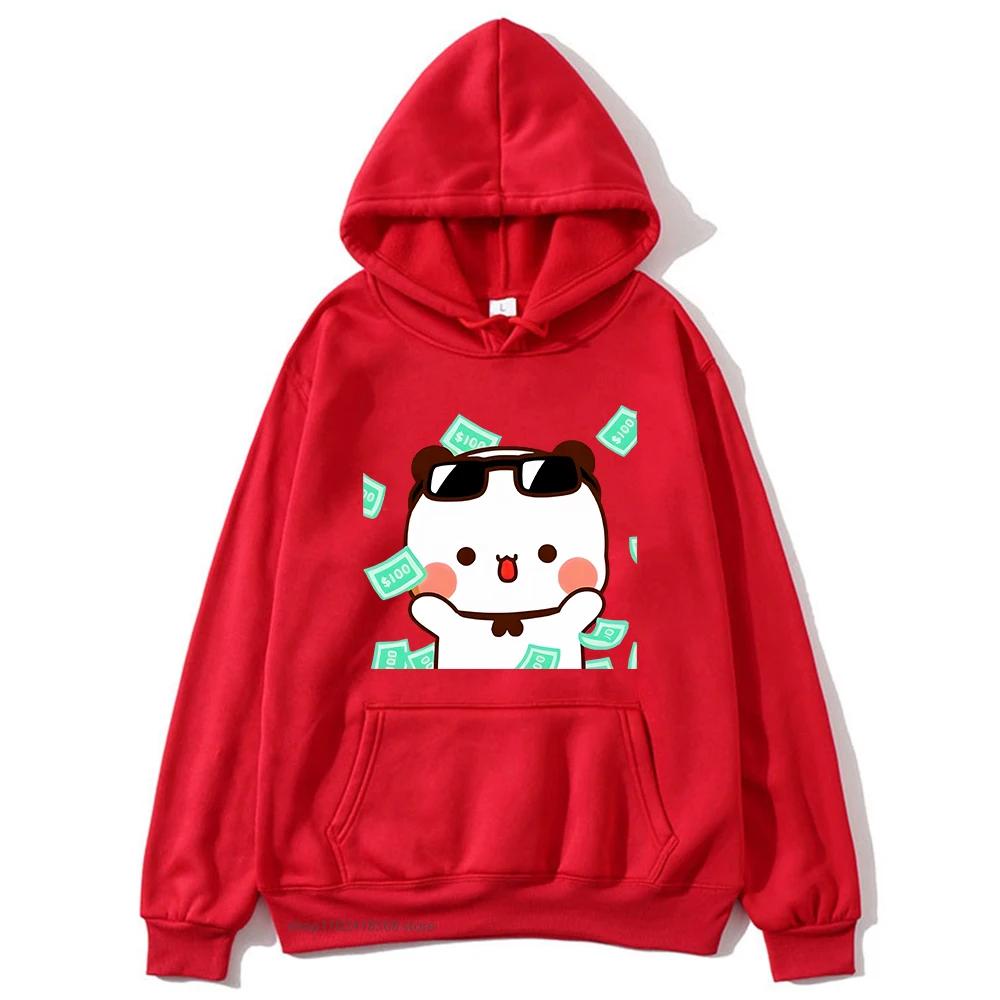 Men's hooded sweatshirt with Bubu and Dudu cartoon print, a fashionable and casual hip-hop style top for autumn and winter Harajuku fashion.