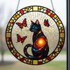 Katt Sommerfugl Solfanger Hengepynt Innendørs Utendørs Hjem Hage Vegg Vindu Henger Farget Glass Akryl Ornament Anheng Kjæledyrelskere Gaver