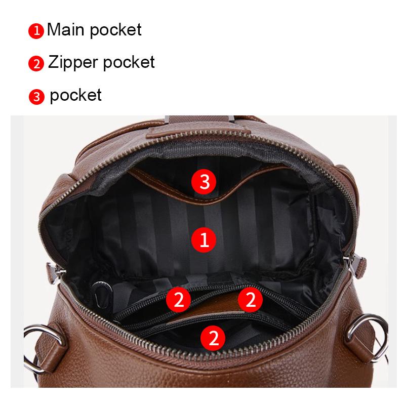 Luxury Cowhide Leather Backpack Women's Convertible Shoulder Bag