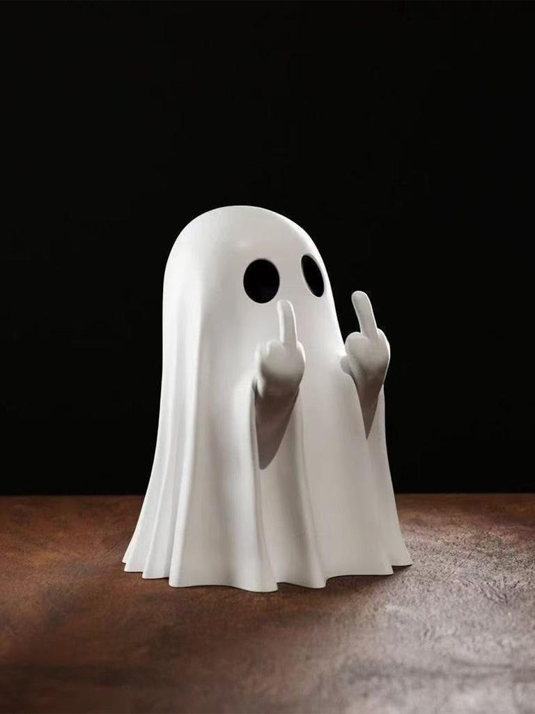 1pc Middle Finger Ghost Statue, 7.5cm Terrifying Ghost Decoration, Halloween Ghost Small Statue Ghost Decoration