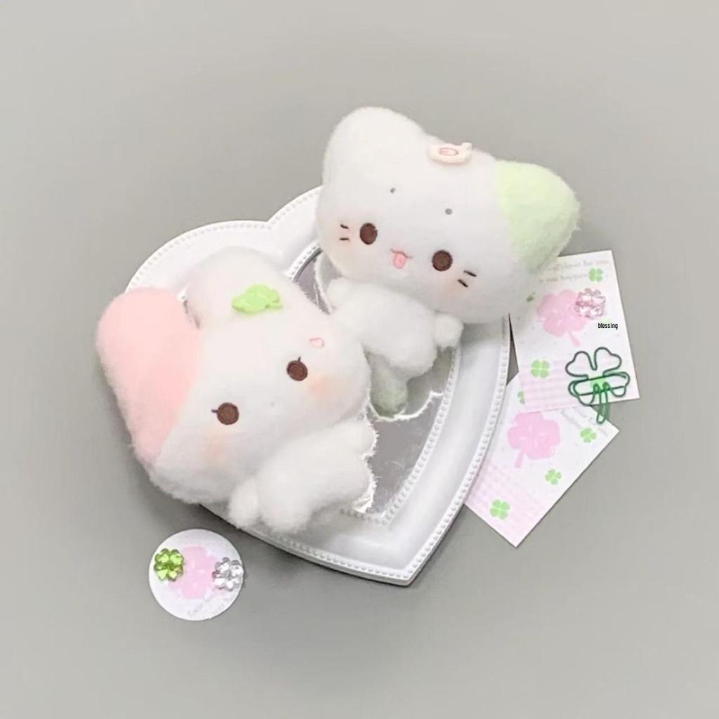 Adorable Fish Cake Kitten & Lucky Rabbit Plush Toy - Soft Stuffed Pendant, Perfect Cotton Doll Gift for Girls
