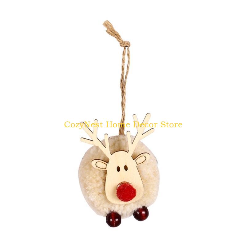 92MF Comfortable Felt Deer Pendant Christmas Decorations Creative Elk Lamb Ball Christmas Tree Hanging Pendant Gift