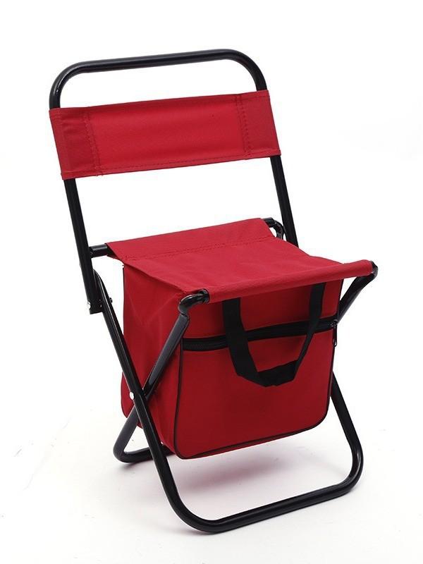 Leisure Camping Fishing Chair with Backrest, Portable Outdoor Folding Chair with Storage Bag красный