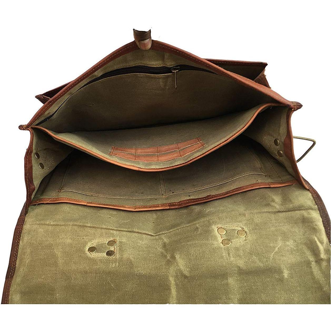 Винтажный кожаный портфель для ноутбука ручной работы — фото 6