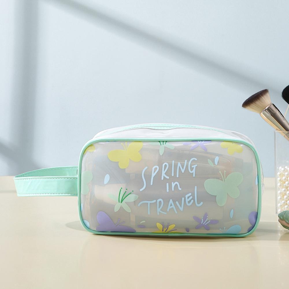 

Beauty Case Waterproof Translucent Cosmetic Bag PVC Durable Toiletry Bags Portable Cartoon Laundry Bag Girl зелёный