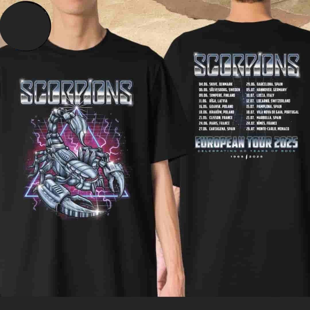 Scorpions European Tour 2026 Celebrating 60 Years Of Rock Merch Robotic Tee S