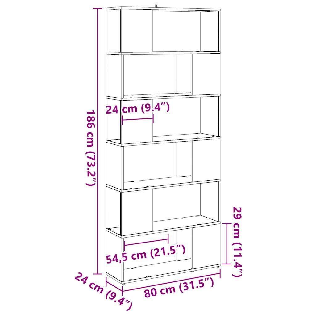 Bookshelf Room Divider Artisan Oak 80 x 24 x 186 cm