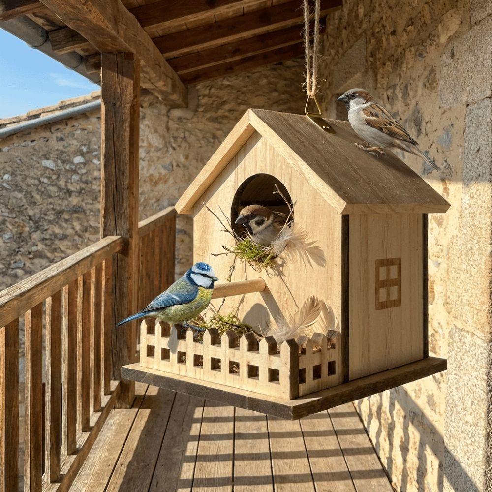 Hanging Bird Breeding Box Bird Cage Bird Feeder House Wood Bird House  Backyard Home