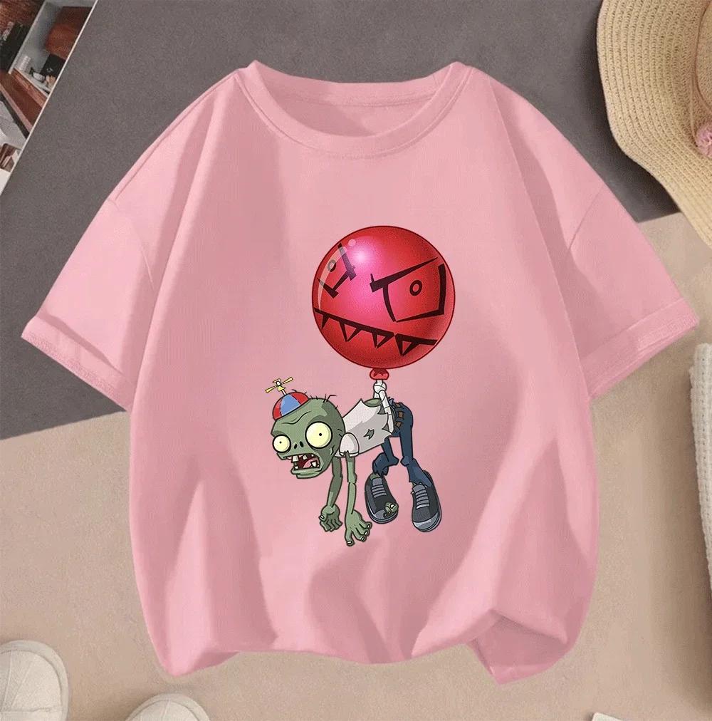 Hot Sale Plants Vs Zombies 2D Cartoon Print Casual Summer Short Sleeve T Shirt 2026 For Children Teenagers Boys Girls
