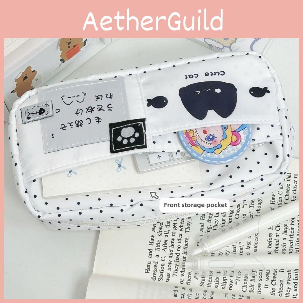 Style Canvas Cat Pencil Case With High Capacity And Trendy Design For Teens