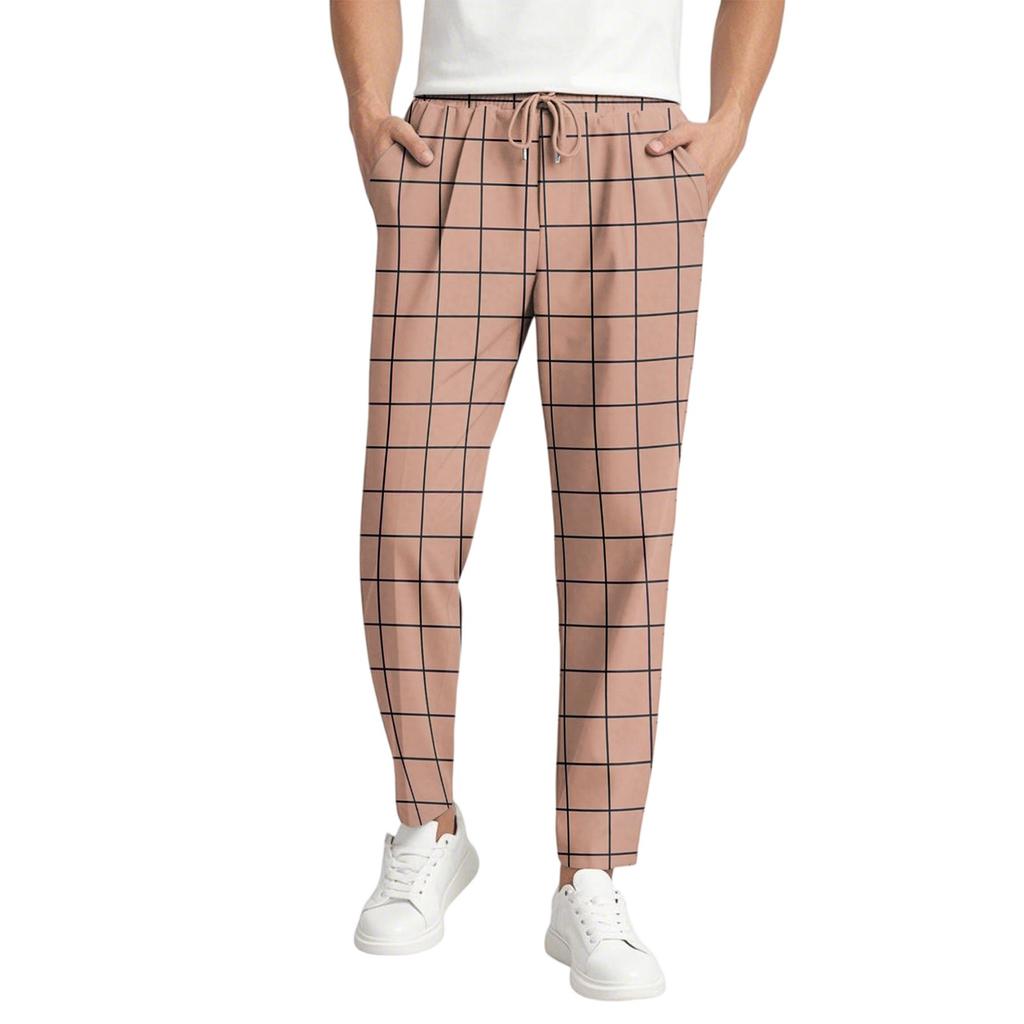 Men's Casual Gradient Trousers, Elastic Waist Drawstring, Lightweight And Slim Fit, With Pockets, Comfortable And Breathable