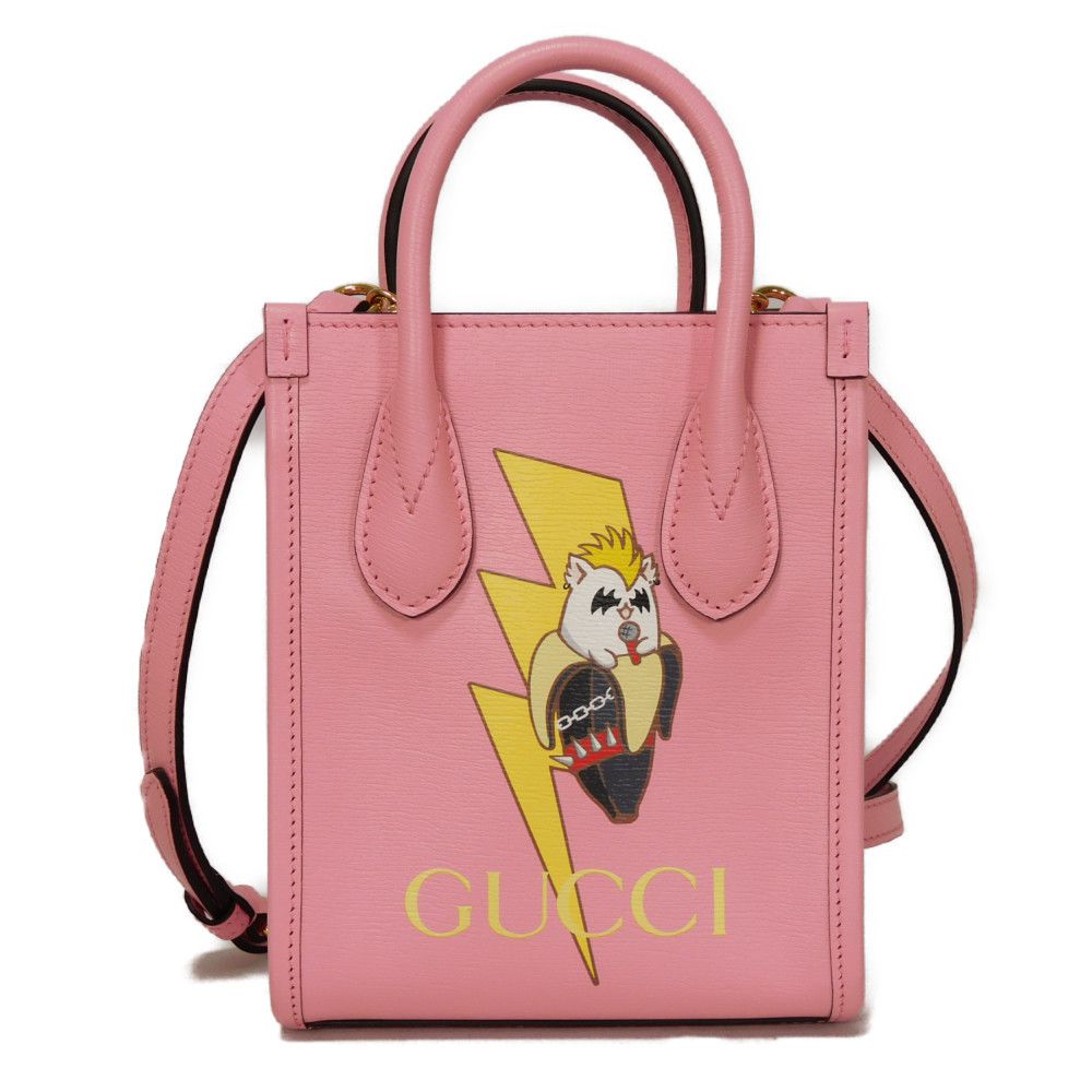 Used 9539 Bananya Mini Tote Bag 671623 U22AG 5964 7921 Banana Bolt Inazuma Pastel 2-Way Crossbody Bag Logo Light Pink
