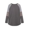 Cross-Border Fashion Autumn New round Neck Stripes Leopard Print Print Contrast Color Raglan Sleeve Long Sleeves T-shirt Women's Fashion All-Matching