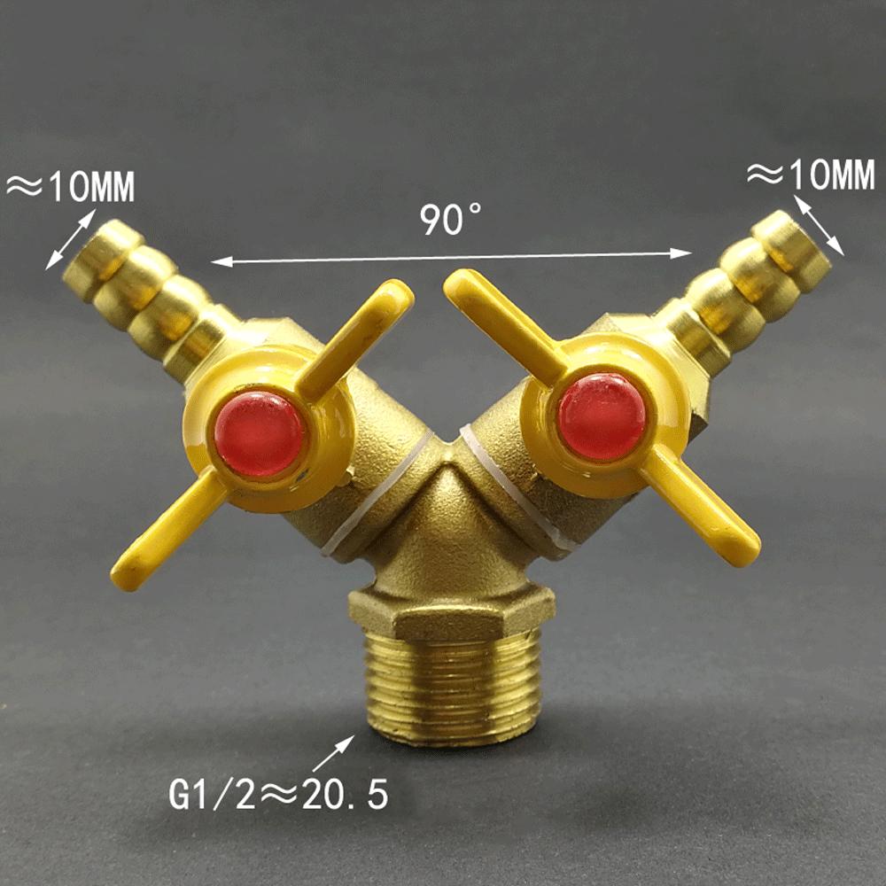 Hose Brab DN15 1/2" BSPP Female To Male Straight Y-type Splitter Brass Ball Valve Air Fuel Gas with Yellow Butterfly Handle