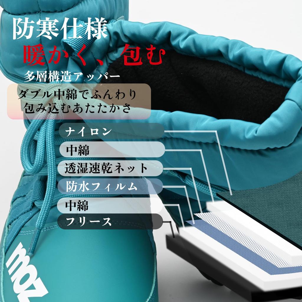 Mozu Winter Snow Padded with Fleece Size M Men's Mid-Length Boots, Waterproof, Non-Slip, Water-Repellent, Lining, 5686, Blue, (5686,BLU,M)