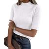 Women’s Short Sleeve Mock Neck Knitted Pullover Sweater Top Soft Ribbed Stretchy Slim Fit Lightweight Basic Jumper