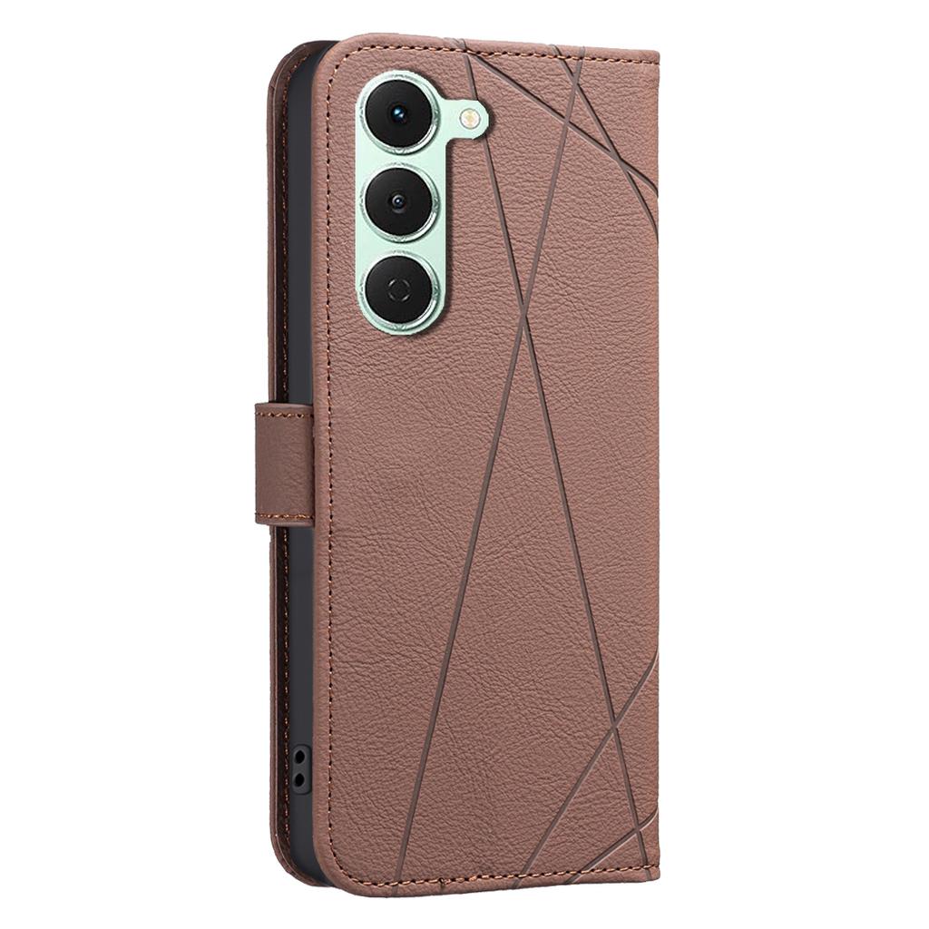For TECNO Spark 40 Pro+ 4G Case BINFEN COLOR BF35 Geometry Imprint Leather Phone Cover RFID Blocking Wallet Stand