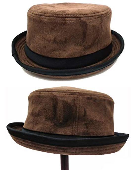 Happy Hat Pork Pie Dark Solid Hat, Suede-Like, Color, Color, 58cm, Brown, Hat-1385-02-58