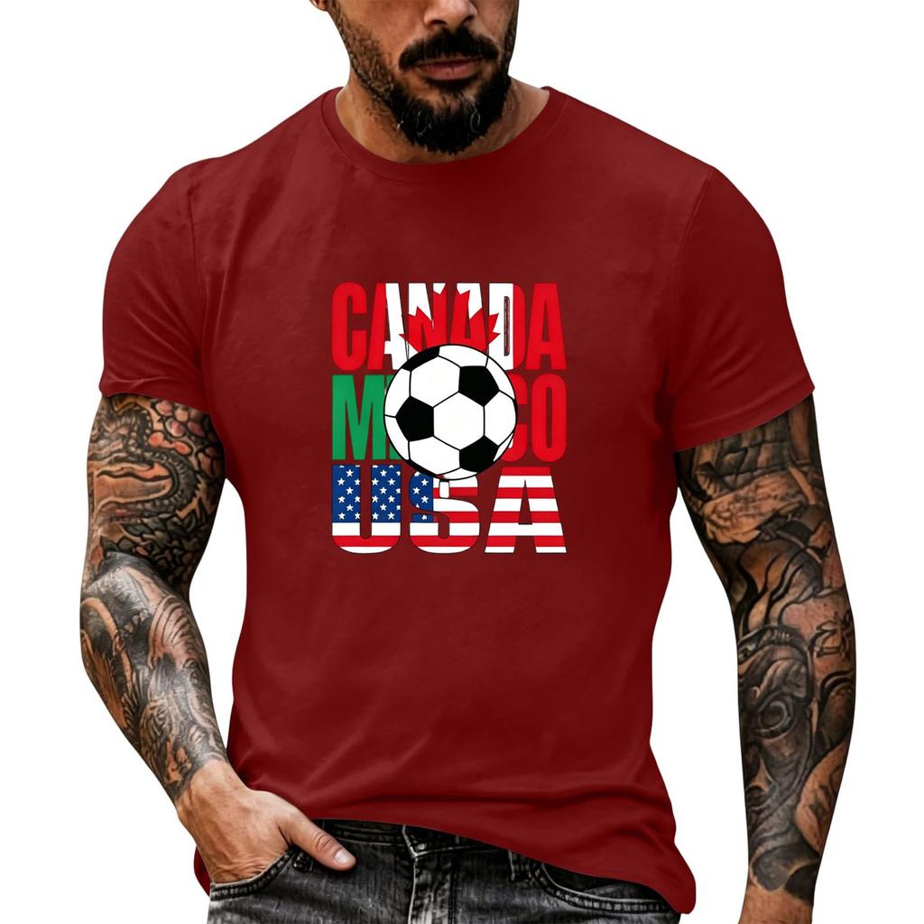 Men's Basic Crew Neck Short Sleeve T Shirt Loose Fit Casual Summer Top Soccer Themed Graphic Print Comfortable Daily Wear