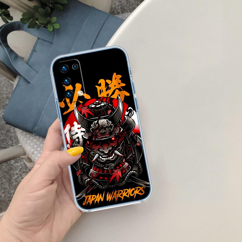 LO55 Japan Samurai Mask Soft Shell Transparent Phone Case for Samsung Galaxy A04 A04S A14 A23 A34 A54 M23 M33 M52 M53
