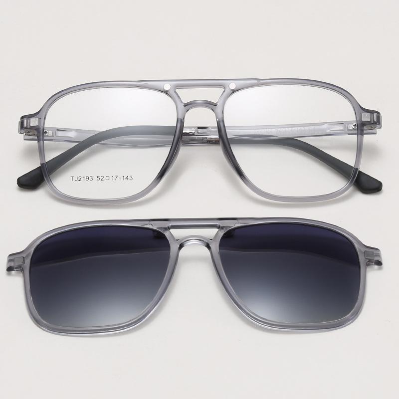 TR90 Magnetic Cover Glasses Double Beam 2-in-1 Men's Glasses Frame Polarized Sunglasses Optical Prescription Frame Women TJ2193