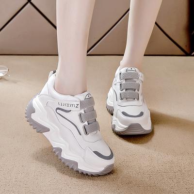 Inner Heightening Women's Shoes Platform Casual Shoes Autumn and Winter New Velcro Lightweight Low-top Single Shoes Breathable Muffin Sneakers
