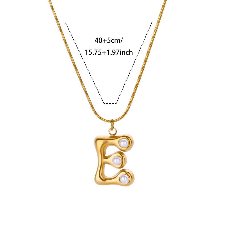 Vintage Stainless Steel Glossy Letter Necklace Female Zircon Cute Bubble English Letter Pendant Necklace New