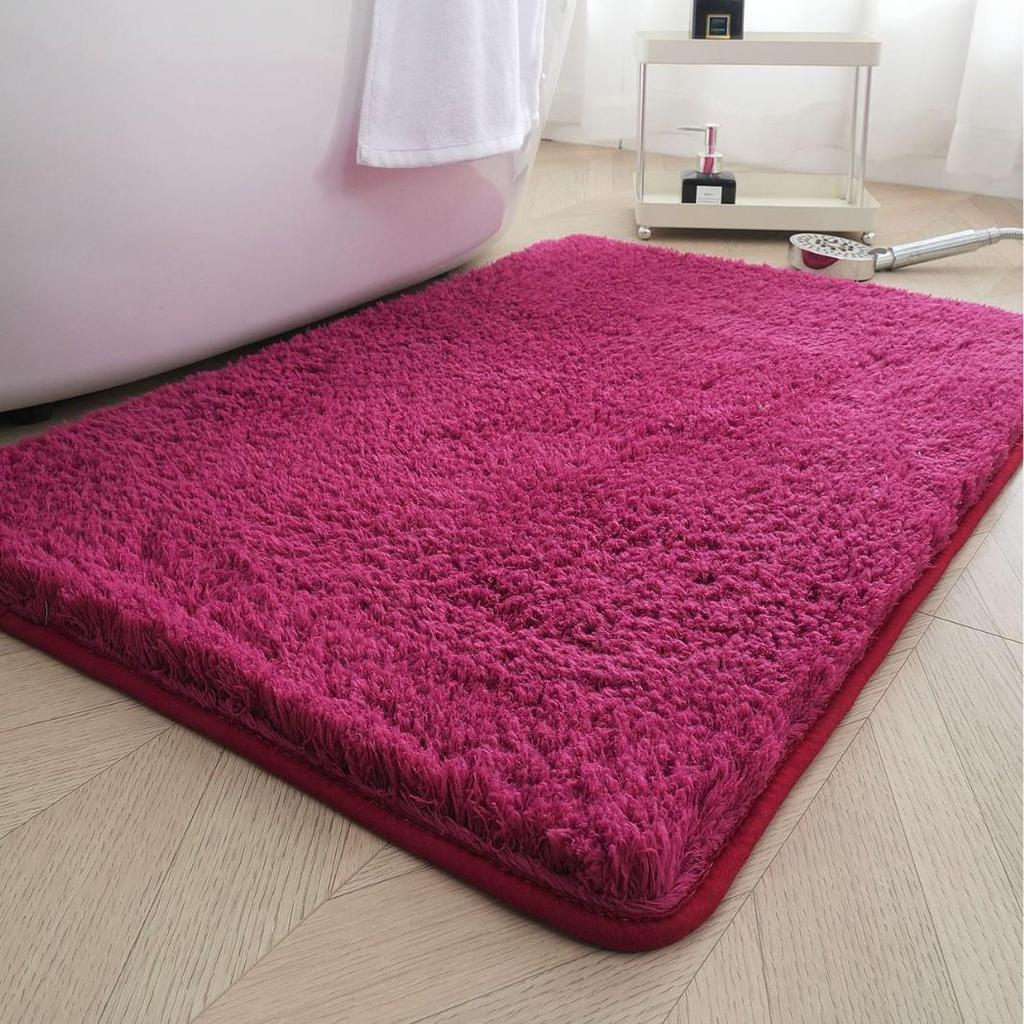 Thick Lambswool Water-Absorbent Bathroom Rug - Solid Color Full Coverage Floor Mat for Living Room, Bedroom, Entrance
