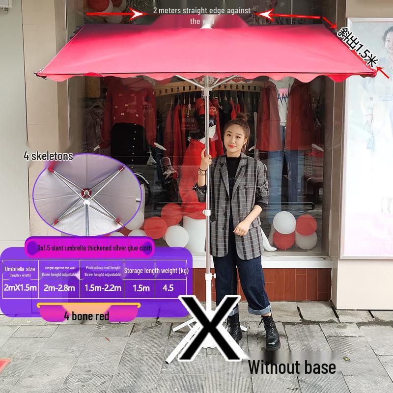 Foldable Outdoor Commercial Sunshade Umbrella with Tilt and Awning