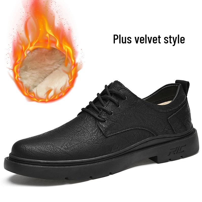 Men's Leather Outdoor Work & Hiking Casual Boots - Low-Top, Big Head Martin Style, Ideal for Spring & Autumn