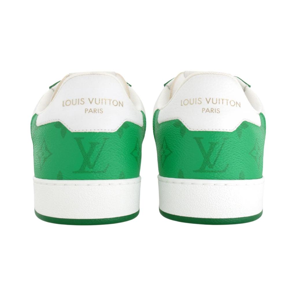 Louis Vuitton Rivoli Leather Comfortable Round Toe Low Top Skateboard Shoes Men's White Green 1ACDWB