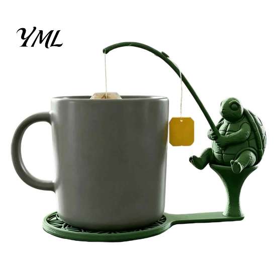 Tea Bag Organizer for Mug Fishing Friends Holder, Cute Resin Teabag String Keeper, Whimsical Animal Garden Decor Decor, Fun Kitchen Counter Accessory,