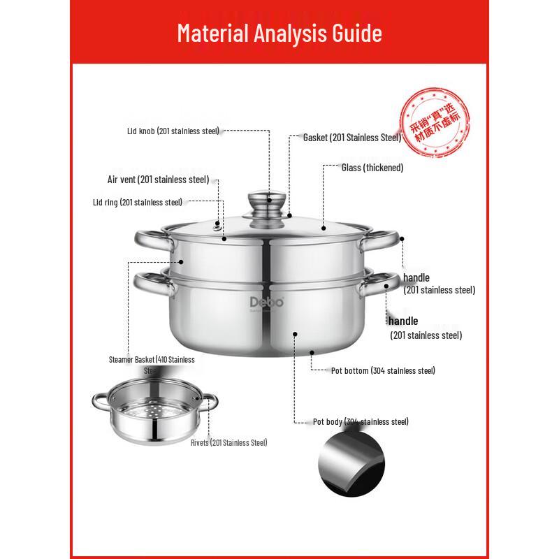 304 Stainless Steel Double Layer Soup Steamer