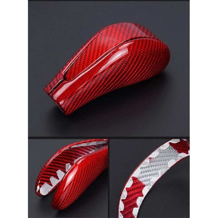 2x Luxury Red Carbon Fiber Car Gear Shift Knob Decoration For Cayenne 07 08 09