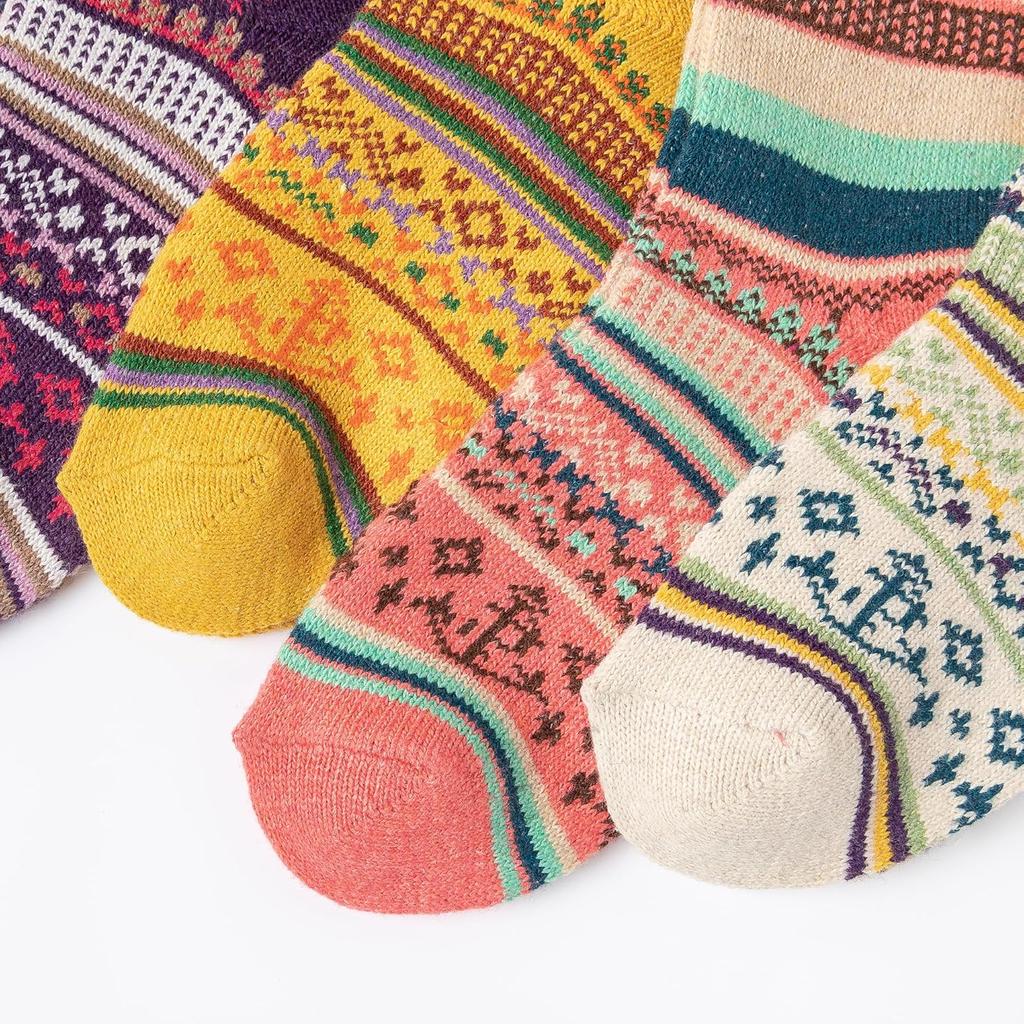 Five Pairs of Ladies Christmas Winter Soft Warm Knitted Wool Socks color-B