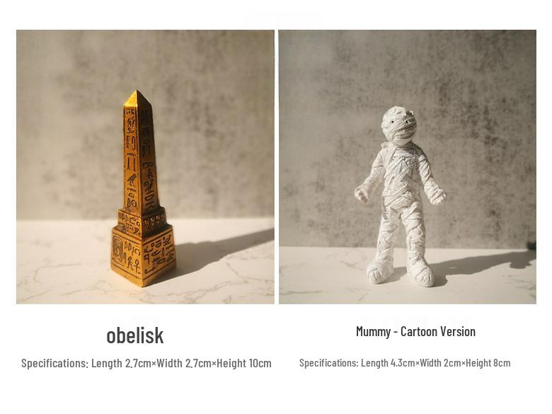 Xianci Ägyptisches Figurenset: Pyramide, Sphinx, Obelisk, Mumie und Pharao-Dekor für Kinderzimmer.