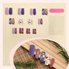 24 Pcs Coffin Press On Nail Matte Finish with Colorful Flower Designs and White Stripe False Nail for Women and Girls