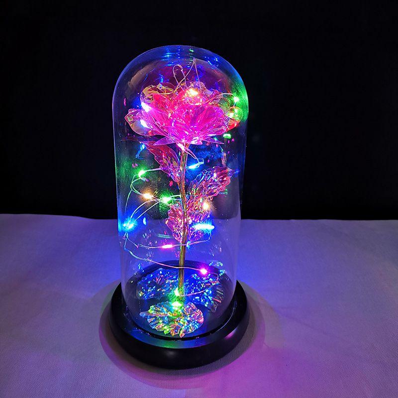 Stunning Eternal Flower In Glass Dome With Led Lights Unique Home Decor