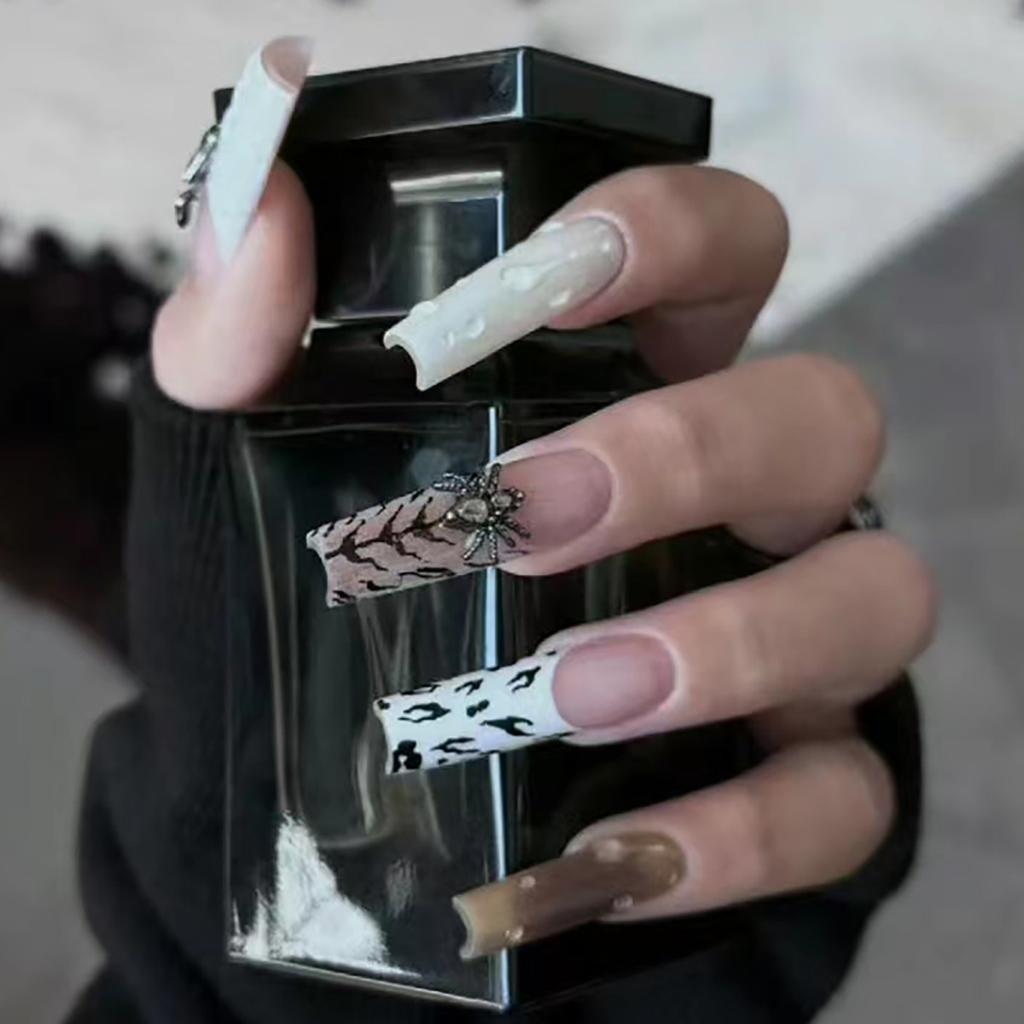 Halloween Spider 3D Three-Dimensional Wearing Nail French Manicure Long Wearing Nail Piece Press On Nails