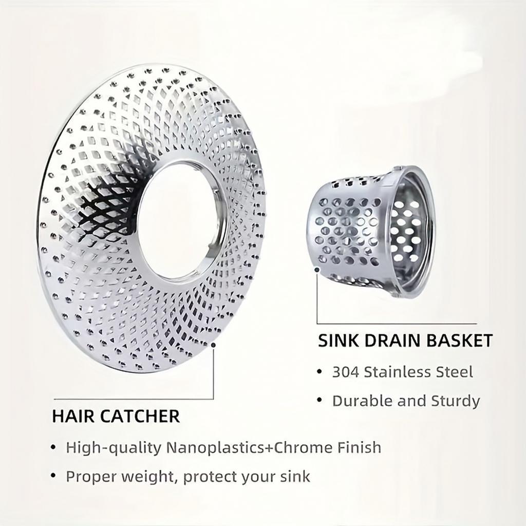 Stainless Steel Sink Strainer Drain Filter for Bathroom Kitchen Bathtub Drain Hair Catcher Drainage Cover with Anti-Clogging Design