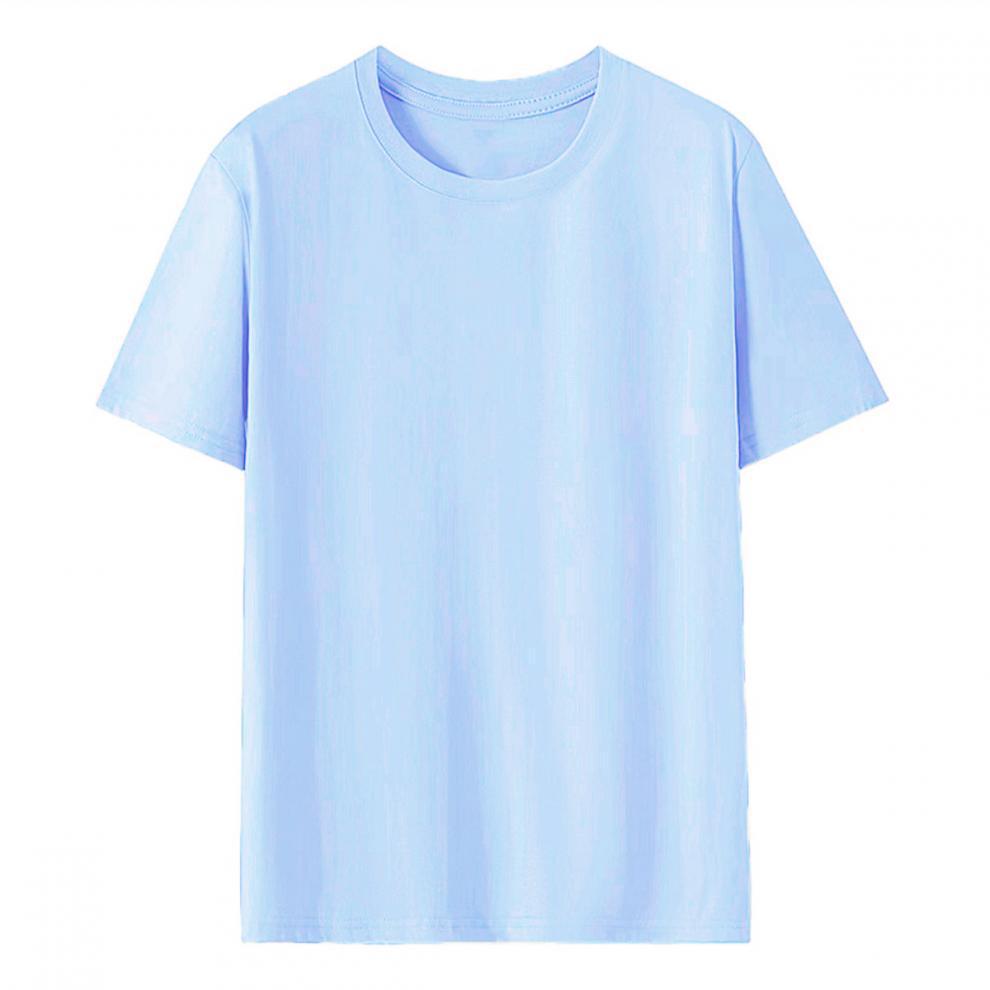 Custom Logo Summer Cotton T-shirt, Loose Round Neck, Short Sleeve, Class Uniform, 190g Ribbed Collar