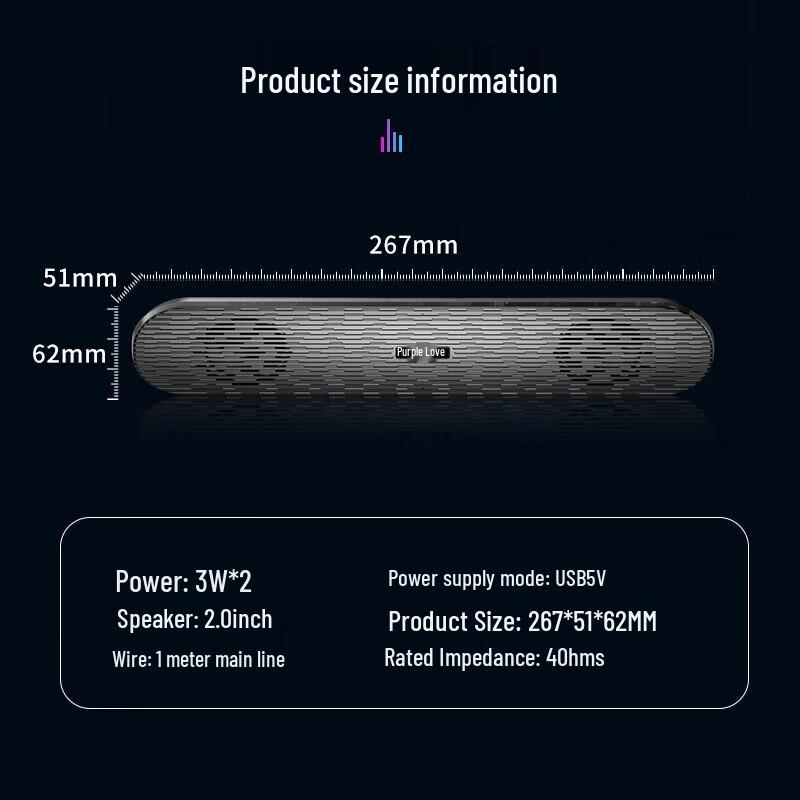 Sowell SA-A3 Wired USB Desktop Soundbar Speaker