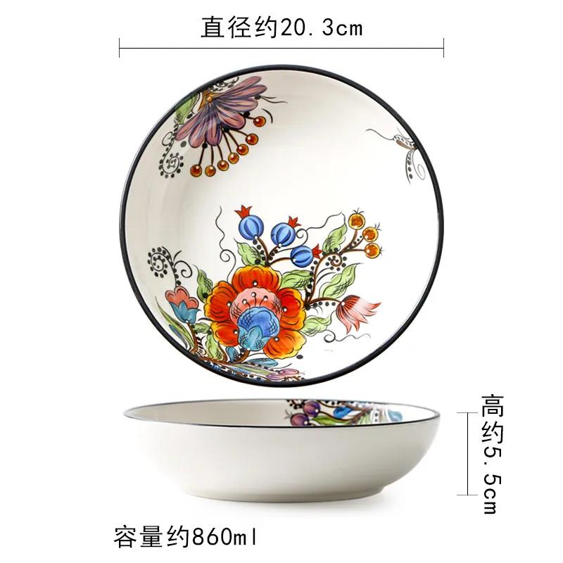 Exquisite Ceramic Plate Western Food Steak Plate Household Hand-painted Porcelain Dinner Plates Salad Bowl Kitchen Accessories