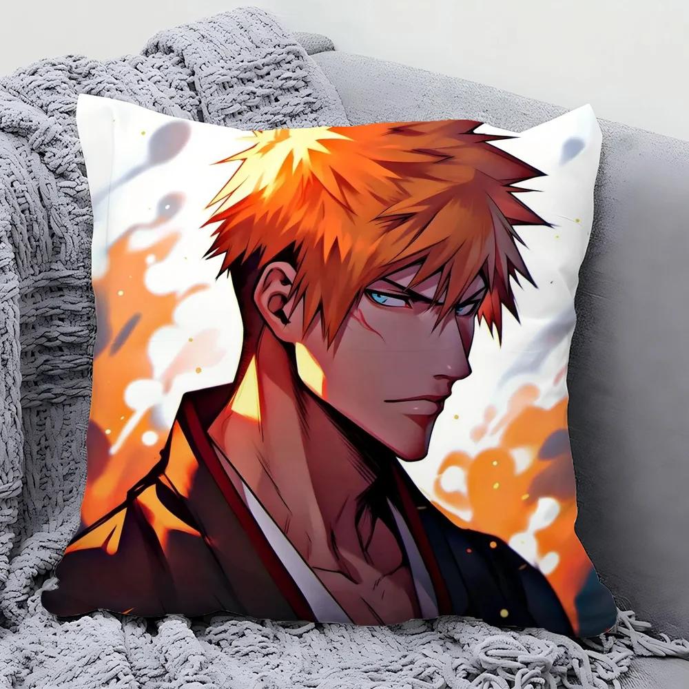 Kurosaki Ichigo Anime Bleach Pillow Case Square Pillow Bedroom Sofa LeisureComfort Cushion Car Living Room Home Decoration 40X40