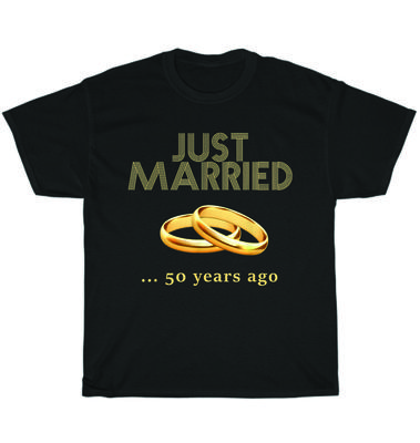 Jeunes Mariés il y a 50 ans 50e Anniversaire de Mariage d'Or T-Shirt Cadeau Unisexe