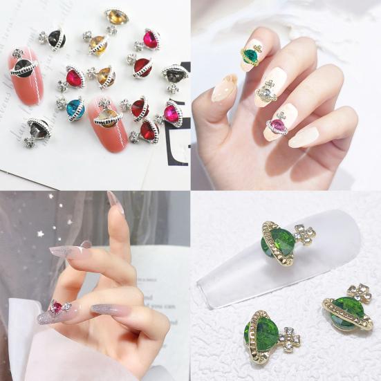 

5 шт. экологически чистые сверкающие сплавные подвески для дизайна ногтей, сияющие 3D украшения в стиле планеты для салона F